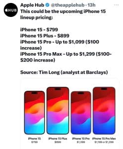 The Apple iPhone 15 Pro Max starting price has gone up but with