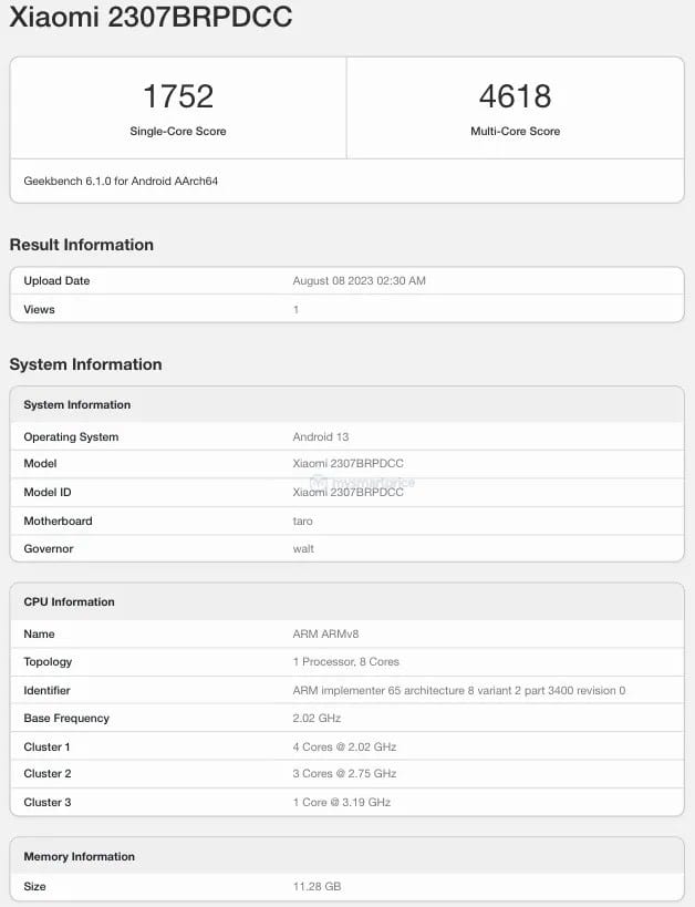 Xiaomi Pad 6 Max 14 Geekbench 