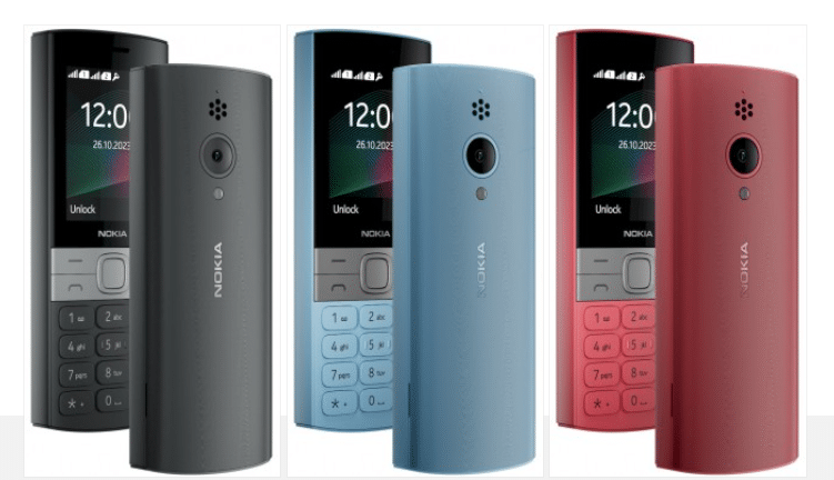 Nokia 150 (2023) in Charcoal, Cyan and Red