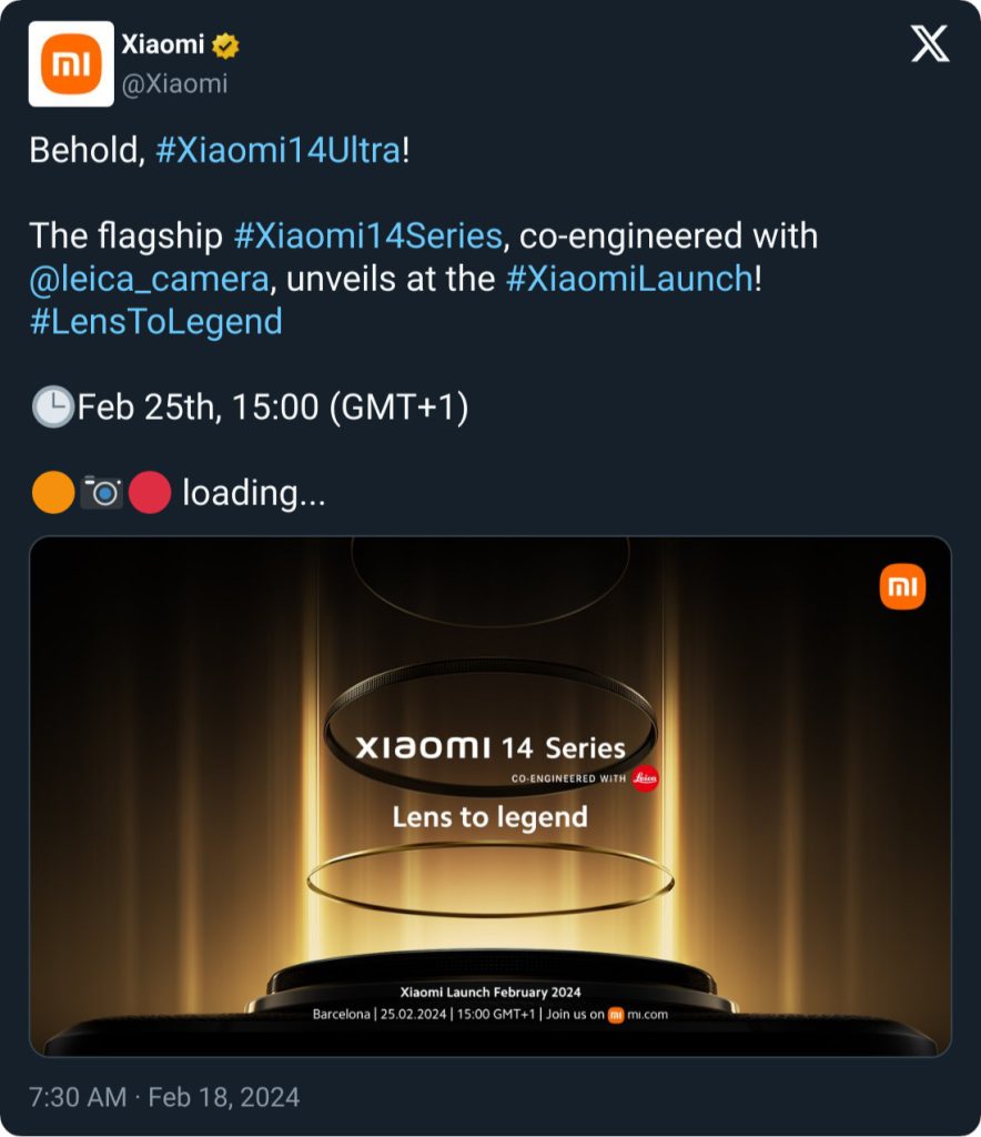 Xiaomi 14 Ultra Set for Debut in China on 22nd February