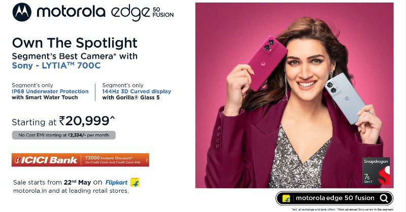 motorola edge 50 Fusion will go on sale at an effective price starting at just Rs 20,999