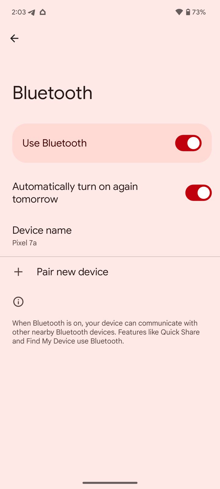 If a user turns off Bluetooth in the Quick Settings