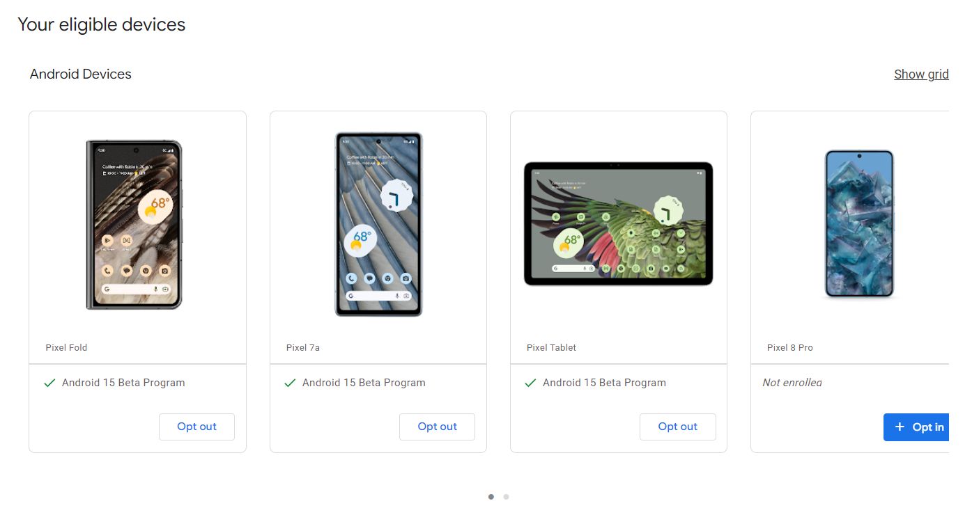 Eligible devices include Pixel 6, Pixel 7, Pixel 8, and more