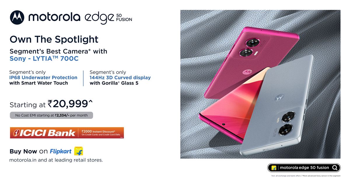 Motorola Edge 50 Fusion goes on sale today at 12PM on Flipkart
