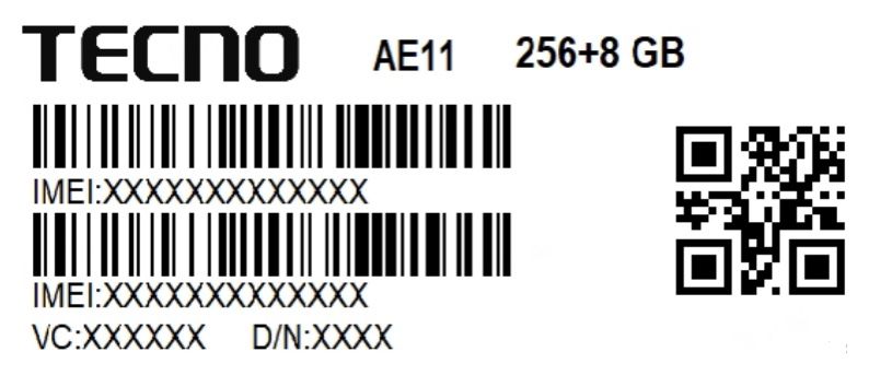 Tecno Phantom V2 Flip (AE11) FCC label