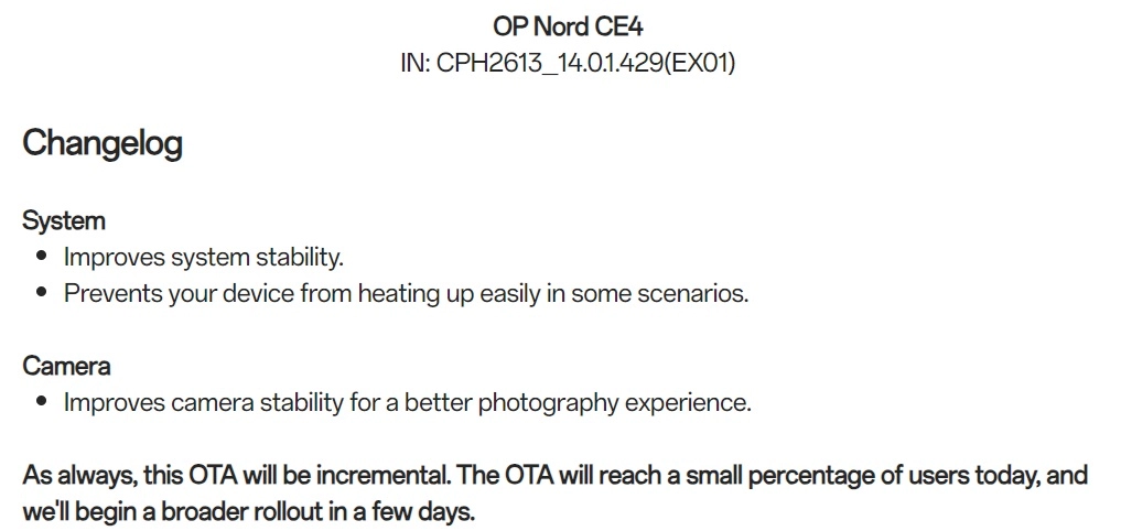 New update for OnePlus Nord CE4 targets overheating and improves camera stability