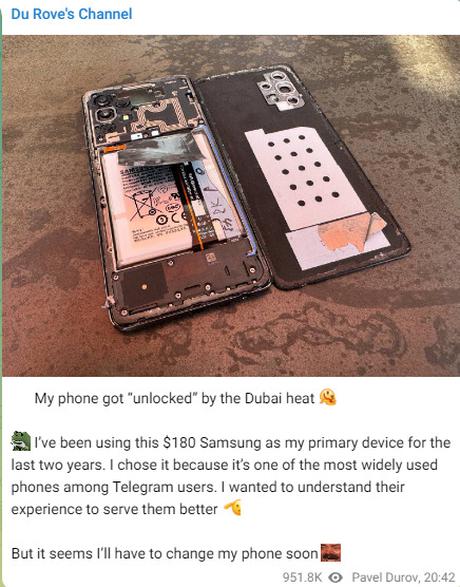 The Telegram CEO says he's been using this "$180 Samsung" as his daily handset since 2022