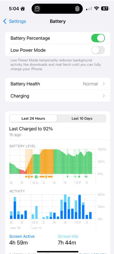 There is a new feature in the battery section that can detect slow chargers being used and warn users.