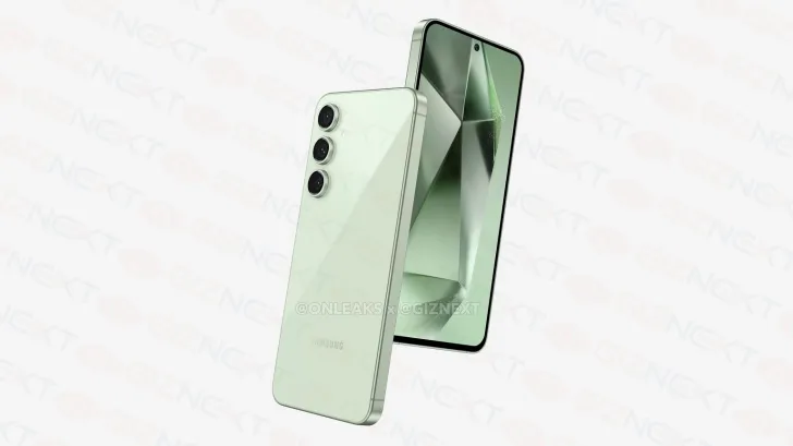 Renders show the phone with a flat design and three camera rings on the back.