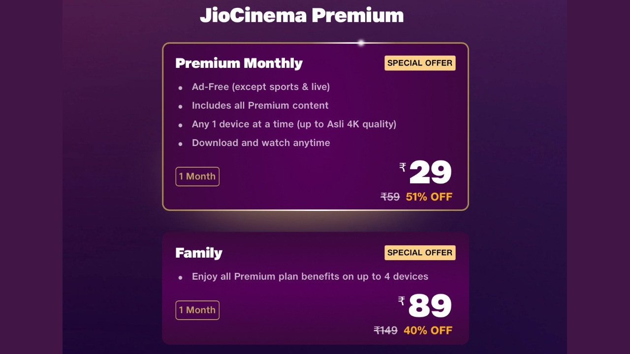 Current subscription options include Rs 29 and Rs 89 monthly plans