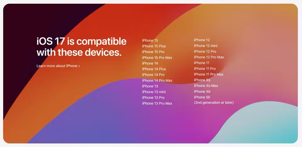 ios 17 compatible with List of devices