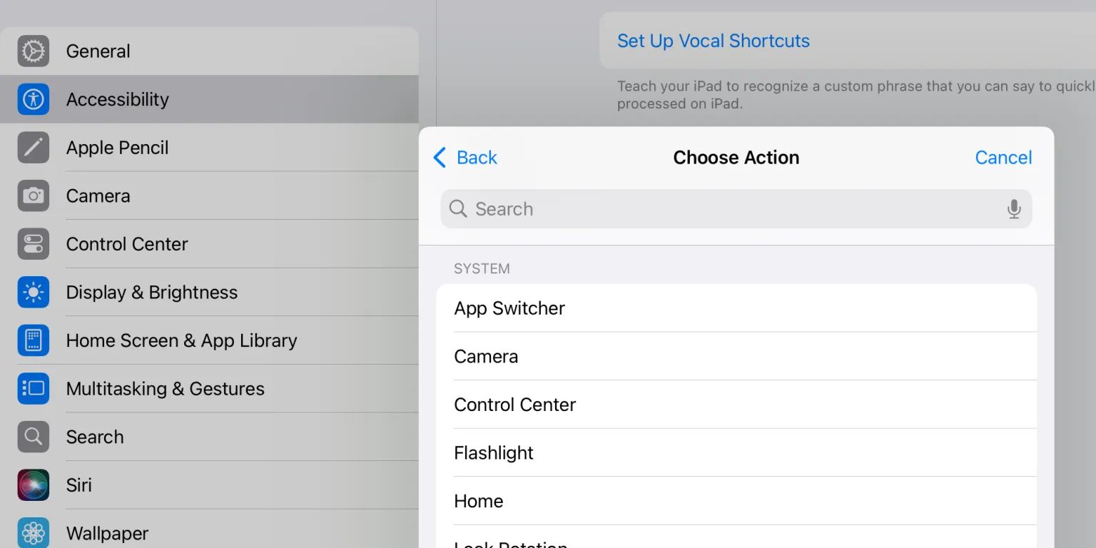 Actions supported by Vocal Shortcuts