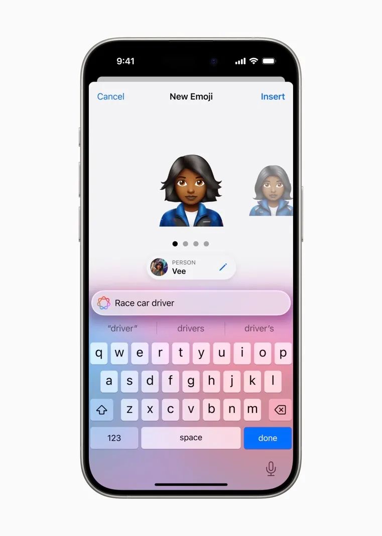 Generating emoji with Apple Intelligence on iPhone. Image source: Apple Inc.