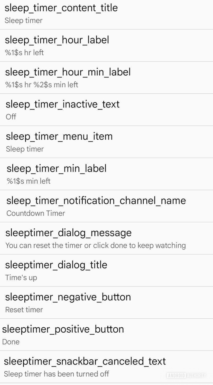  There’s also a “sleep_timer_notification_channel_name” mention, suggesting that the timer will be displayed as a notification.