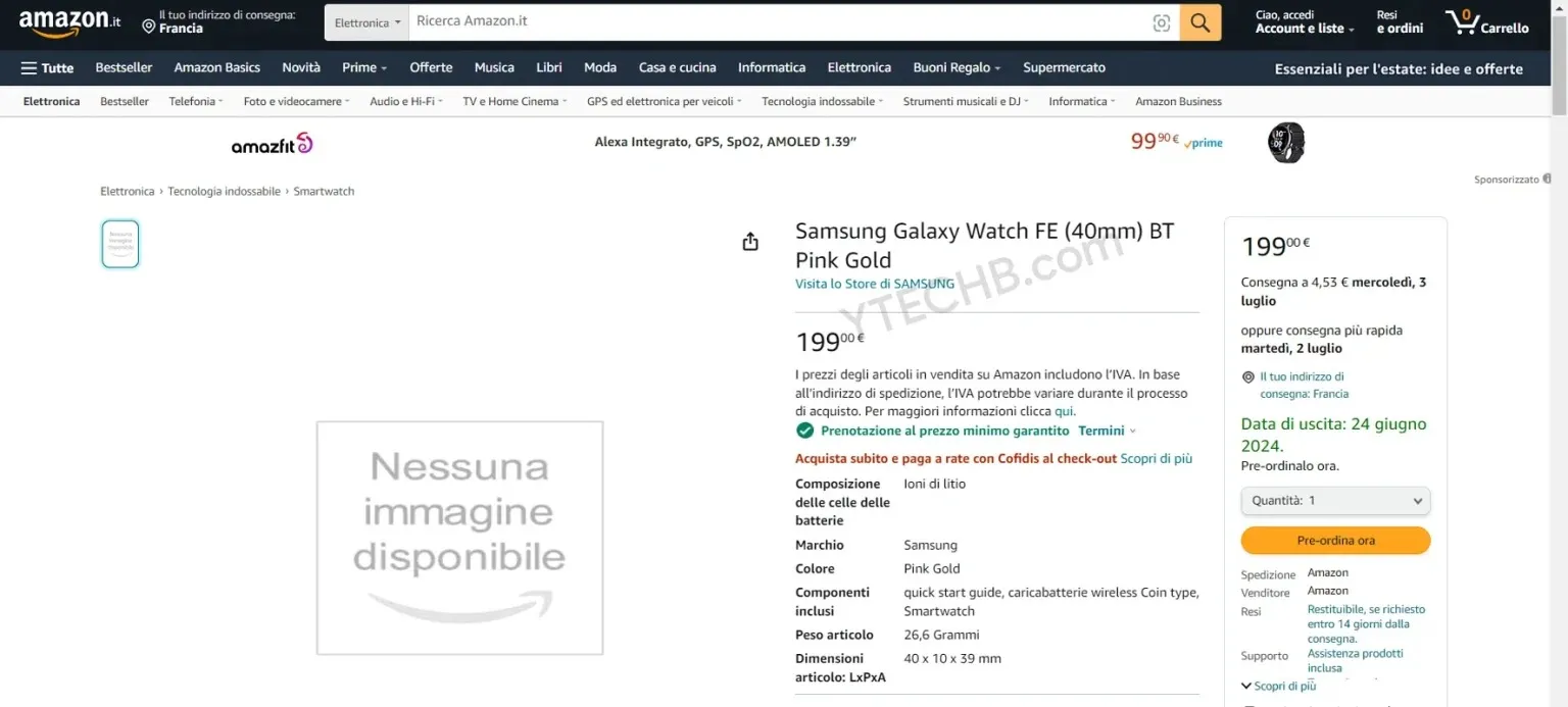 Samsung Galaxy Watch FE priced at €199 (approx. Rs 20,000)