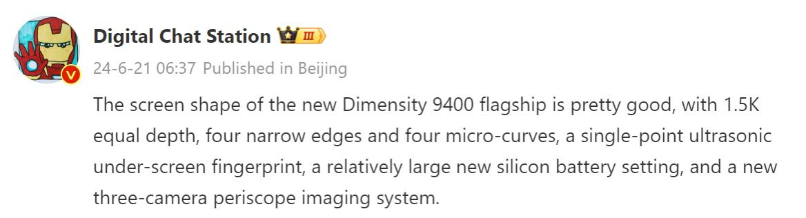 Digital Chat Station says the Vivo X200 Pro is getting a Dimensity 9400