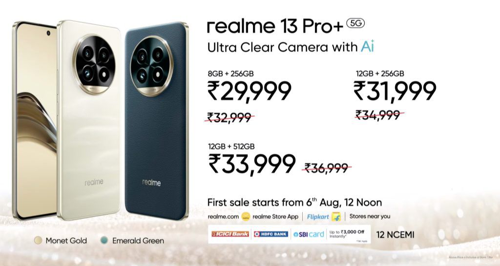 Pricing for the Realme 13 Pro+