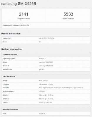 Geekbench results for both the Tab S10+ and Tab S10 Ultra confirm the use of the Dimensity 9300+