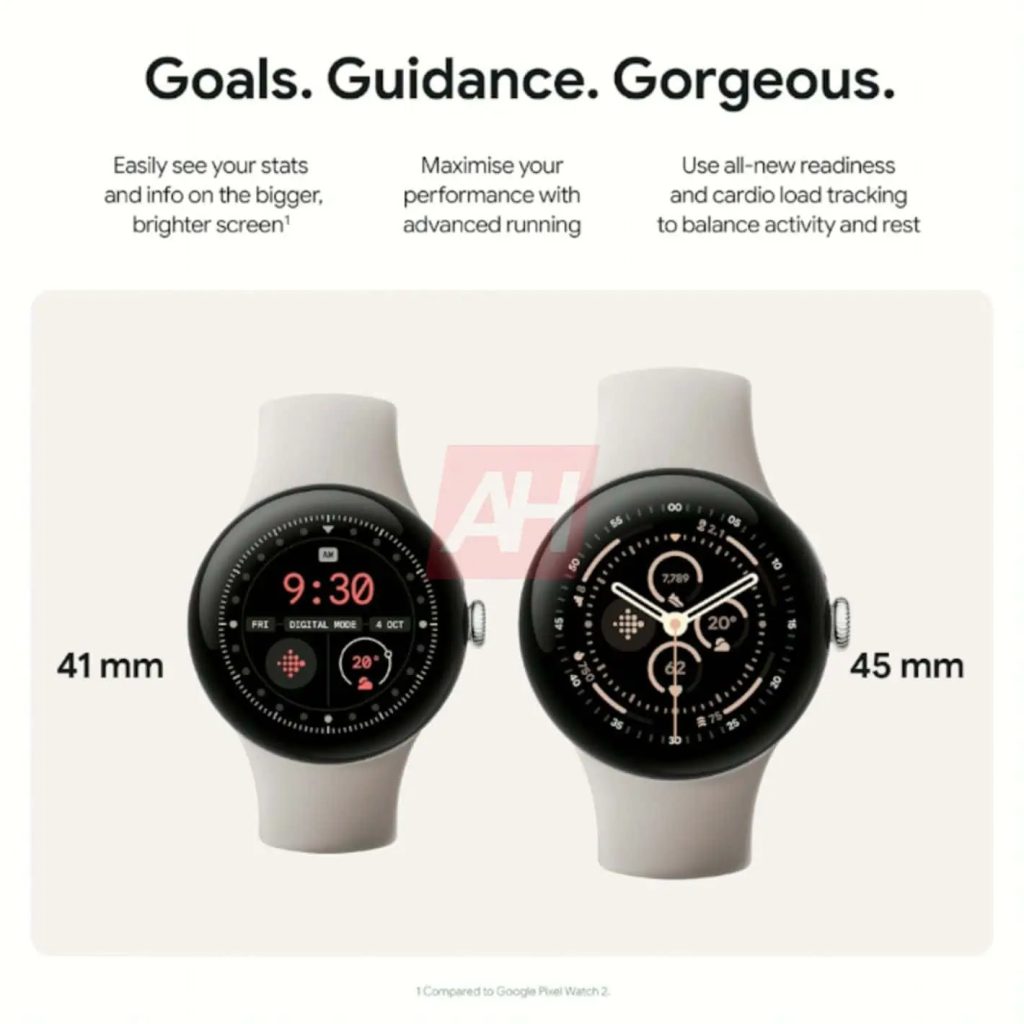 The Pixel Watch 3 is set to come in two sizes: 41mm and 45mm. This marks the first time Google has offered a larger option for its smartwatch line.