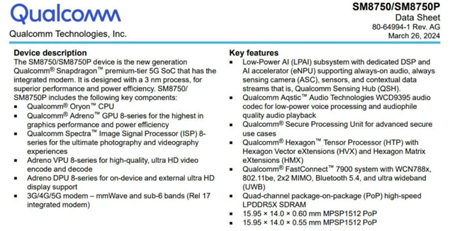 Snapdragon 8 Gen 4 will feature Qualcomm’s custom Oryon CPU cores, previously seen in laptop CPUs.