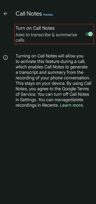 Turn on Call Notes on the Google app on Pixel 9 Series phones. Screenshot Credit - PhoneArena.