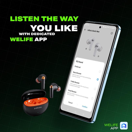 WeLife App: Connect and control your earbuds with Infinix's dedicated app.