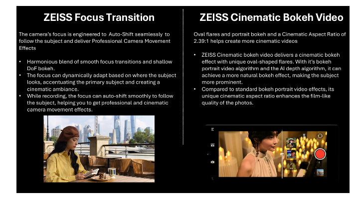 The V40’s ZEISS Style Bokeh is co-engineered with ZEISS 