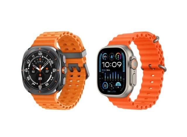 Samsung Galaxy Watch Ultra (left) Apple Watch Ultra (right)