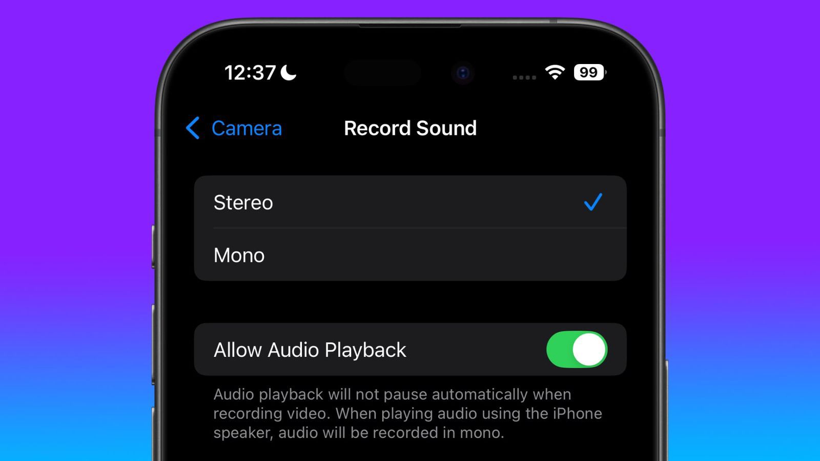 iOS 18 Adds Camera Setting to Allow iPhone Audio Playback When Shooting Video