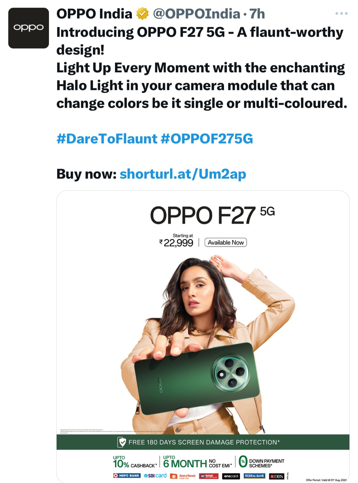 OPPO F27 Pro+, is also sold in India.