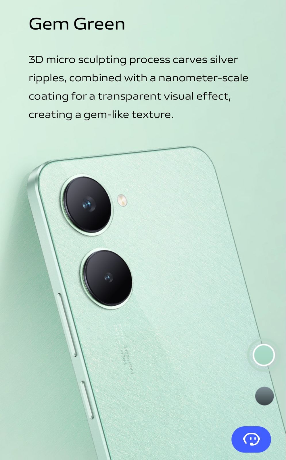 The phone is offered in Gem Green .