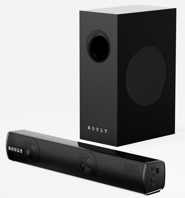 The Bassbox X60 is a 2.1-channel soundbar with a 60W RMS output.