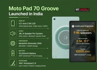 Moto Pad 70 Groove Launched in India With JBL 9-Speaker System, 12.1-inch 2.5K Display and Built-in Kickstand Moto Pad 70 Groove Launched
